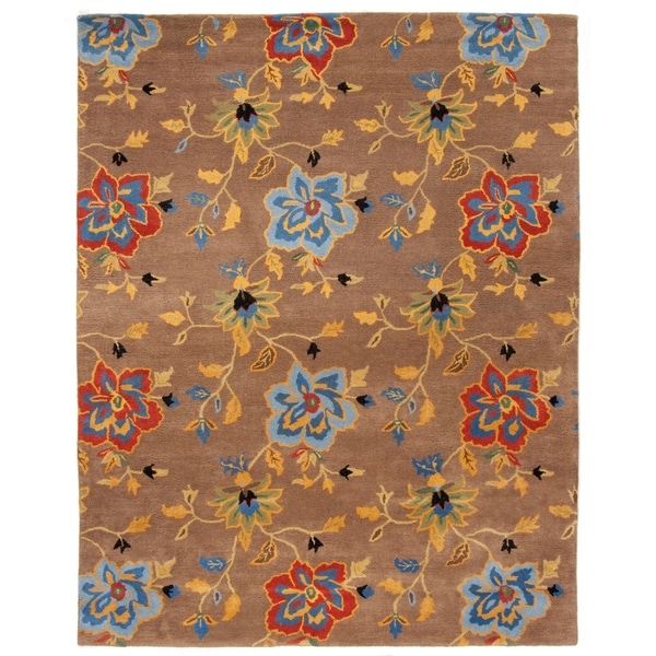 Safavieh Handmade Soho Paradise Brown New Zealand Wool Rug - 7'-6" x 9'-6"