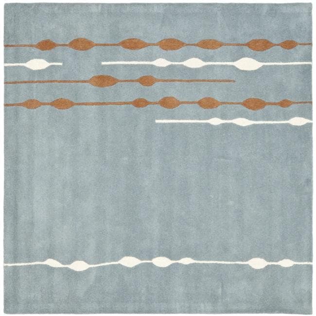 Handmade Soho Rain Blue New Zealand Wool Rug (6 Square)