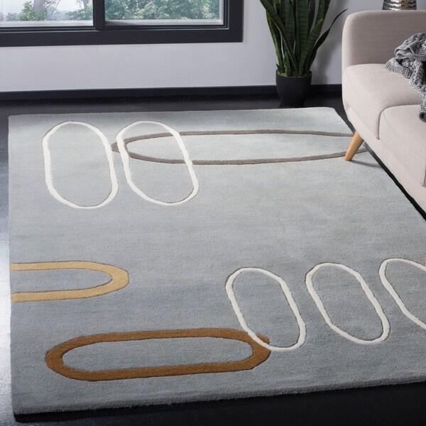 Safavieh Handmade Soho Modern Abstract Blue Wool Rug - 7'6" x 9'6"