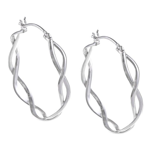 La Preciosa Sterling Silver Twisted Hoop Earrings La Preciosa Sterling Silver Earrings