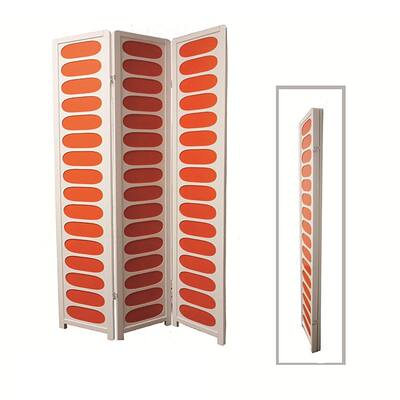 White and Orange Wood 3-panel Screen Room Divider