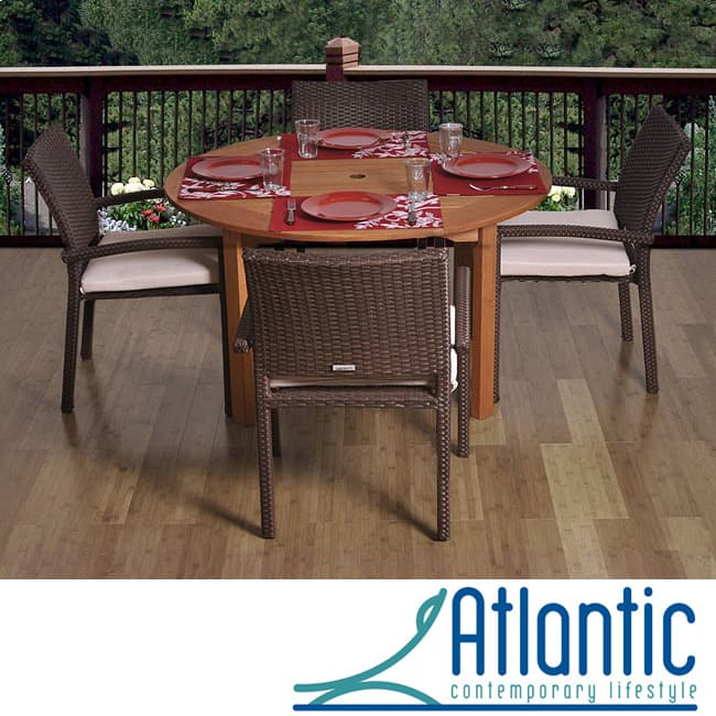 Amazonia Calabria Round 5 piece Eucalyptus and Wicker Dining Set - 5 Piece