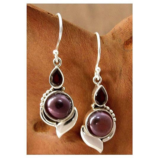 Handmade Sterling Silver Modern Romance Pearl And Garnet Handmade Sterling Silver X27 Modern Romance Pearl And Garnet Earrings