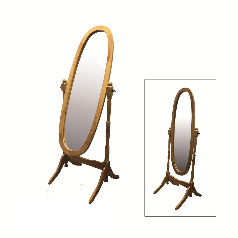 Natural Wooden Cheval Floor Mirror