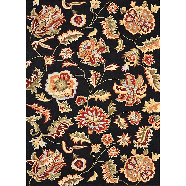 Peony Black Floral Rug (23 X 39)