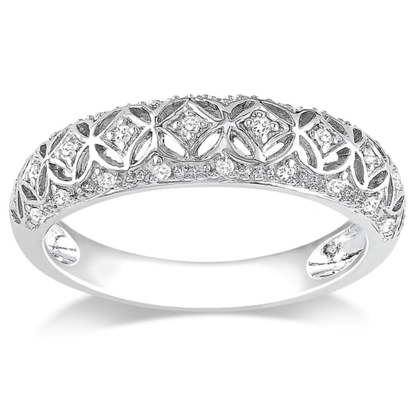 Miadora 10k White Gold 1/10ct TDW Round cut Diamond Ring (G H, I2 I3) Miadora Diamond Rings