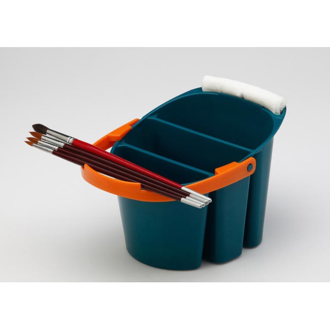 Martin Universal Design Mijello Divided Brush Bucket (BlueMaterials PlasticPackage includes one (1) brush bucketHandle folds down to hold and protect brushesThree compartments for versatile cleaning and mixingSpace for fabric dabber (not included)Two lit