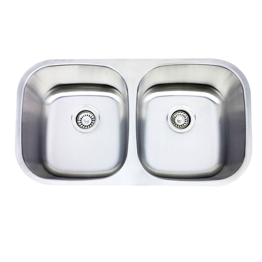 Highpoint Collection Stainless Steel Double Equal Bowl Undermount Kitchen Sink - STAINLESS STEEL - STAINLESS STEEL