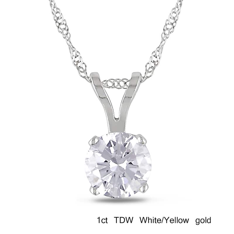 Miadora 14k Gold 1/ 10ct-1ct TDW Diamond Solitaire Necklace (G-H, I1-I2)