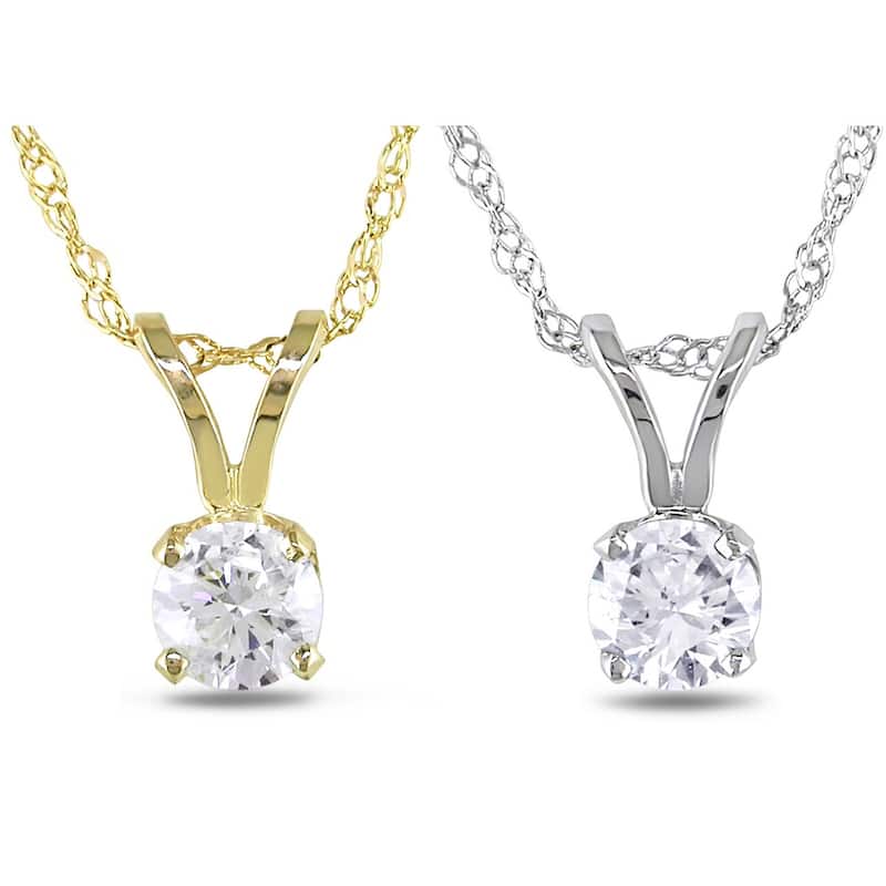 Miadora 14k Gold 1/ 10ct-1ct TDW Diamond Solitaire Necklace (G-H, I1-I2)