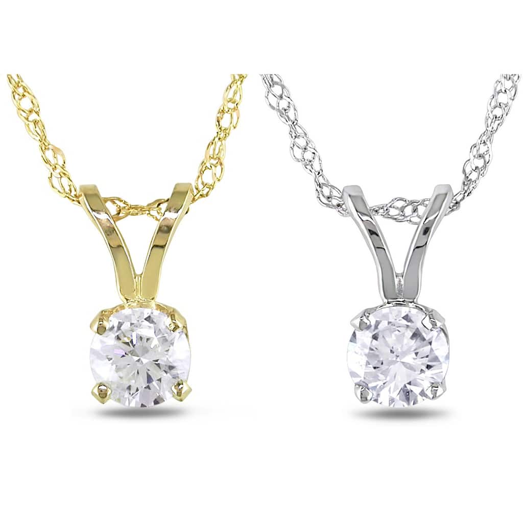 Miadora 14k Gold 1/ 10ct-1ct TDW Diamond Solitaire Necklace (G-H, I1-I2)