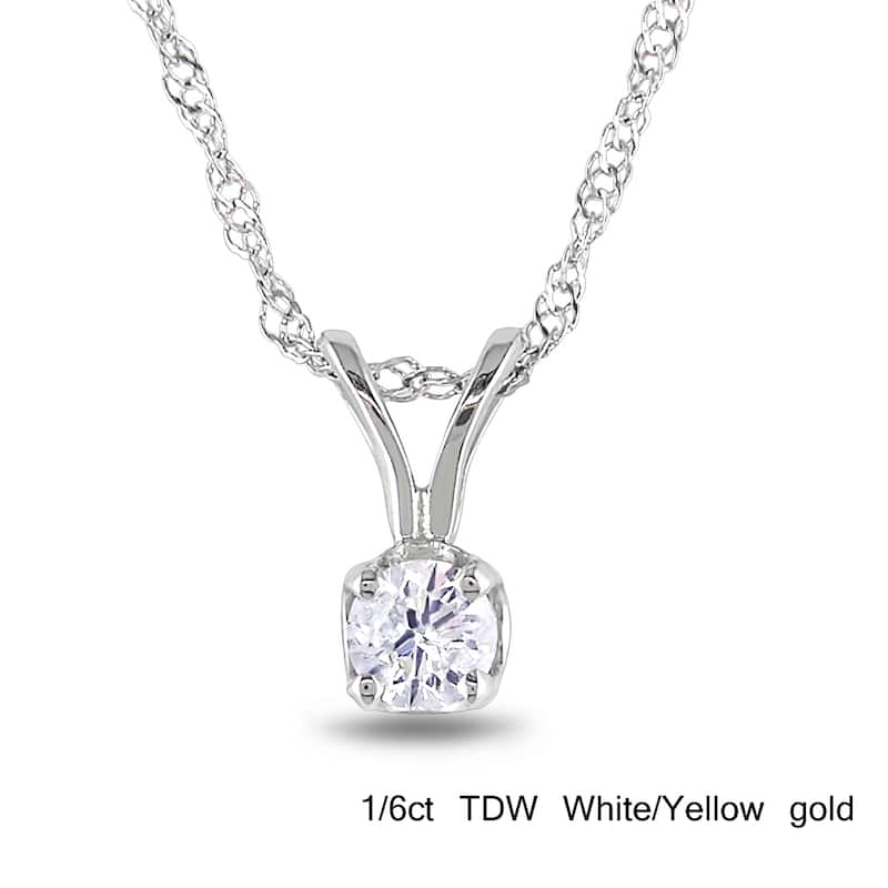Miadora 14k Gold 1/ 10ct-1ct TDW Diamond Solitaire Necklace (G-H, I1-I2)