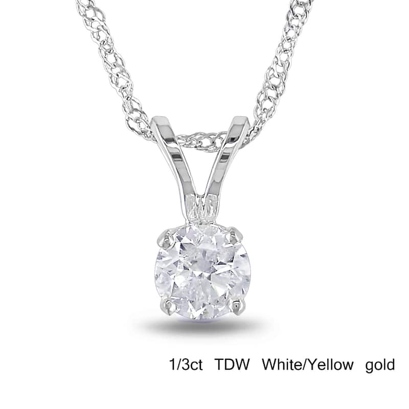 Miadora 14k Gold 1/ 10ct-1ct TDW Diamond Solitaire Necklace (G-H, I1-I2)