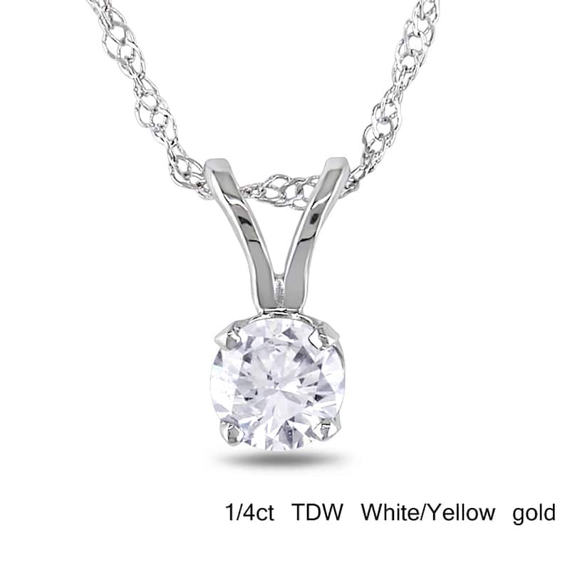 Miadora 14k Gold 1/ 10ct-1ct TDW Diamond Solitaire Necklace (G-H, I1-I2)