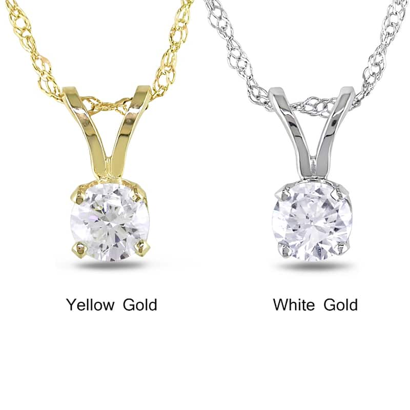 Miadora 14k Gold 1/ 10ct-1ct TDW Diamond Solitaire Necklace (G-H, I1-I2)