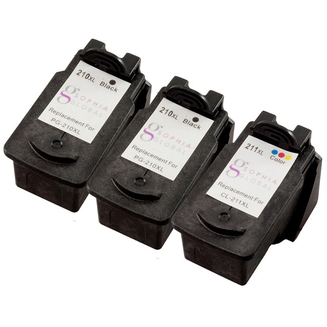 Sophia Global Canon Remanufactured Pg 210xl/ Cl 211xl 3 piece Black/ Color Ink Cartridges