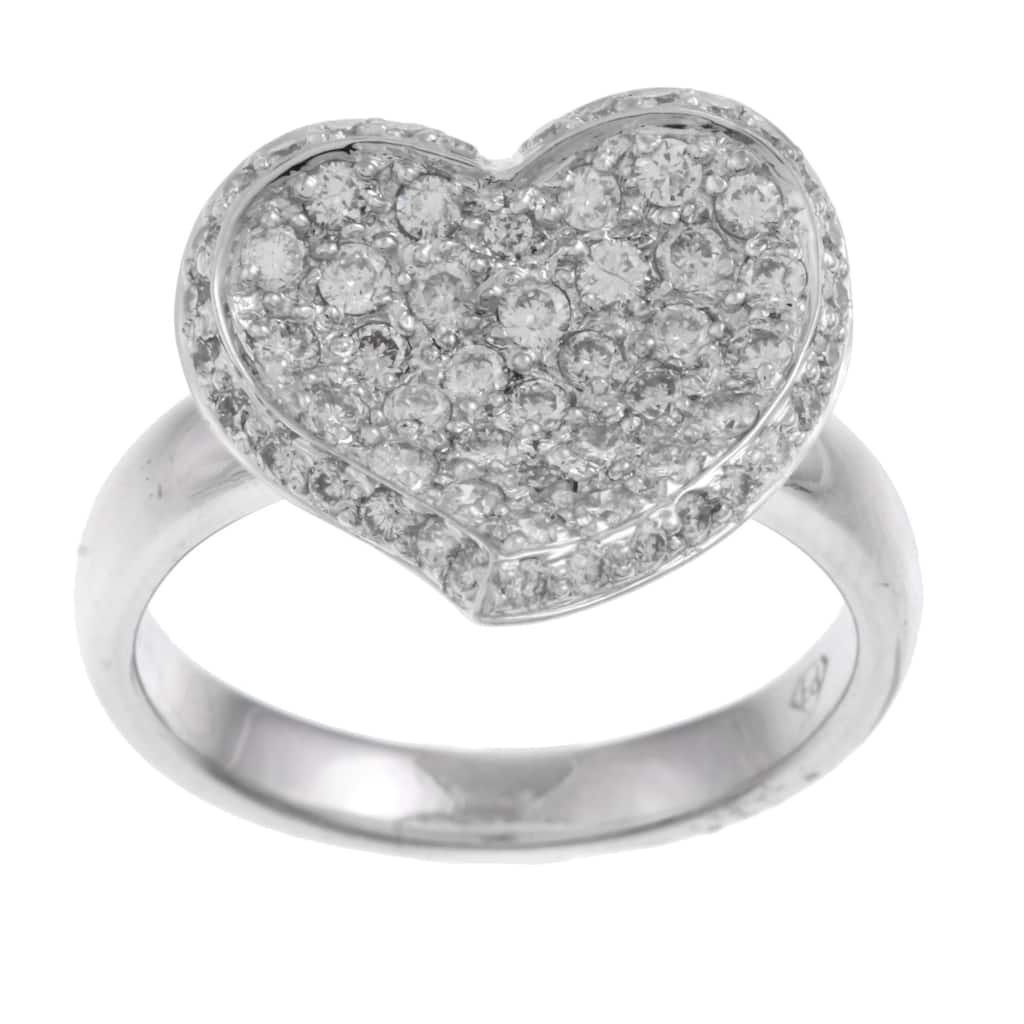 Kabella 18k White Gold 7/8ct TDW Diamond Heart Ring (H-I, SI1-SI2)