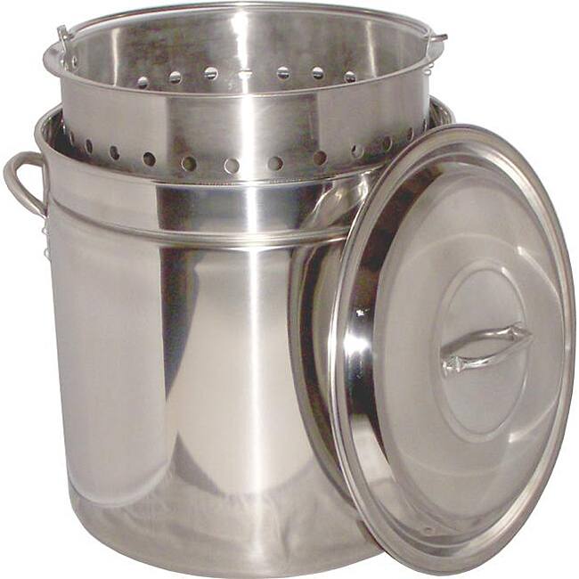 King Kooker 102-qt Ridged Stainless Steel Pot with Steam Basket and Lid