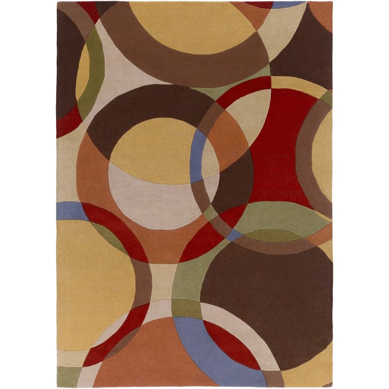 Mayflower Handmade Modern Circles Wool Area Rug