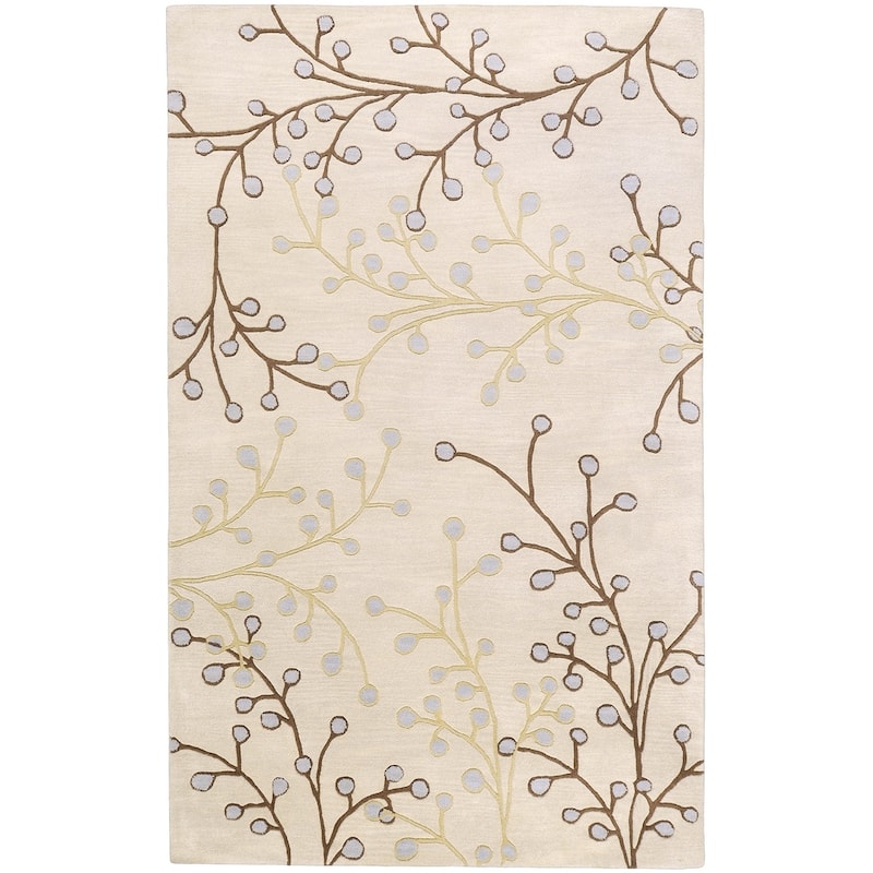 Sakura Handmade Transitional Floral Wool Area Rug - 5' x 8'/Surplus2 - Beige - Runner/Rectangle