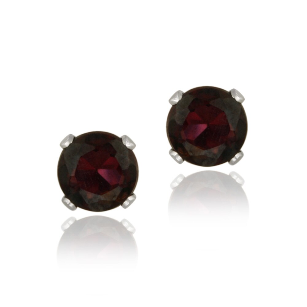 Glitzy Rocks 14k White Gold 1 1/10ct TGW Garnet Stud Earrings
