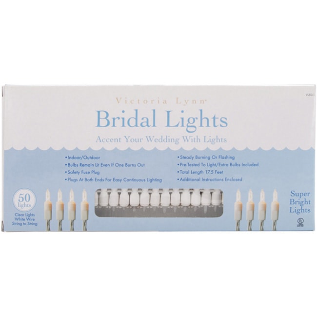 Darice Bridal Lights (50 Count) (Clear bulbs and white wireMaterials Plastic50 lightsPackage includes one (1) strand of 50 lightsAdds an elegant lookDimensions 17.5 feet longImportedAfter adding this item to your cart, Personalized Gift Messaging is ava