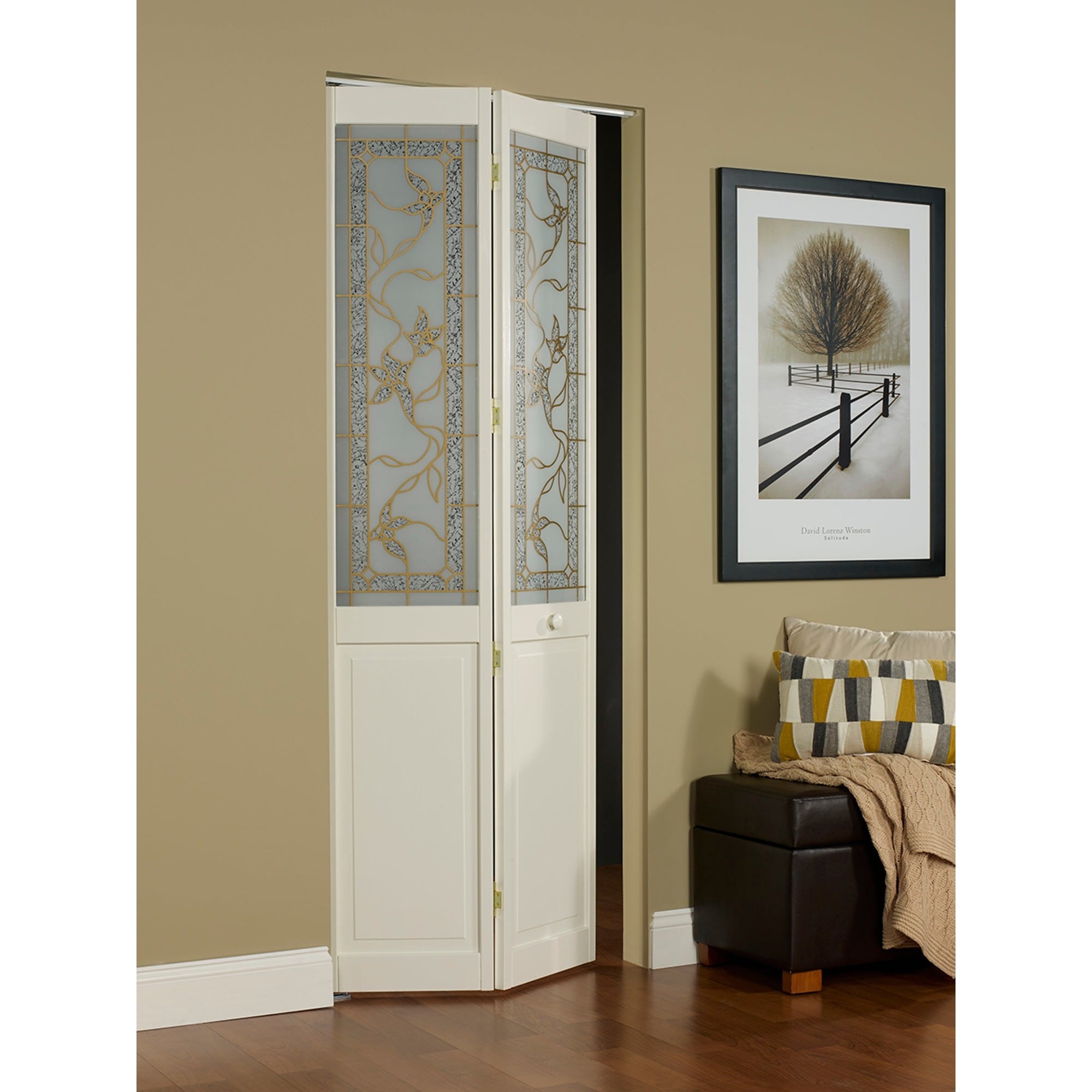 AWC Giverny Glass Pine Bifold Closet Door Unfinished 24 x 80