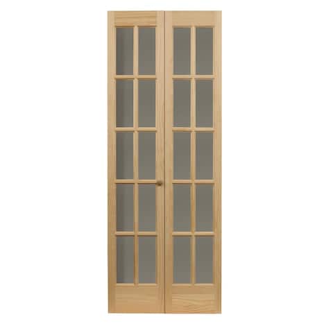 Traditional Divided Glass and Unfinished Pine 32x80.5-inch Bifold Door