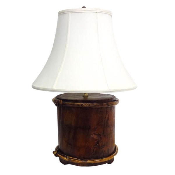Natural Wood Bucket Table Lamp