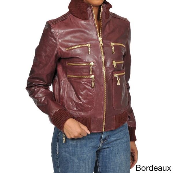 Shop Knoles & Carter Women's Plus Size Zippered Leather Bomber Jacket ...