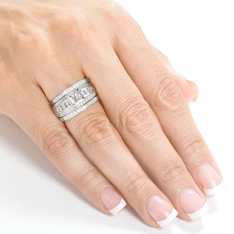 Annello by Kobelli 14k White Gold 1ct TDW 3-piece Diamond Bridal Ring Set