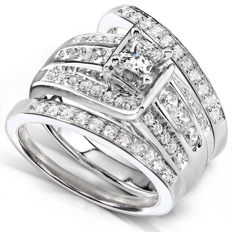 Annello by Kobelli 14k White Gold 1ct TDW 3-piece Diamond Bridal Ring Set