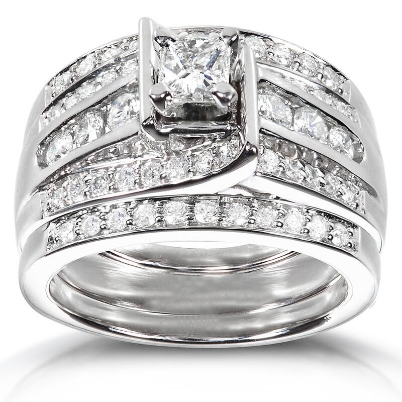 Annello by Kobelli 14k White Gold 1ct TDW 3-piece Diamond Bridal Ring Set - 4