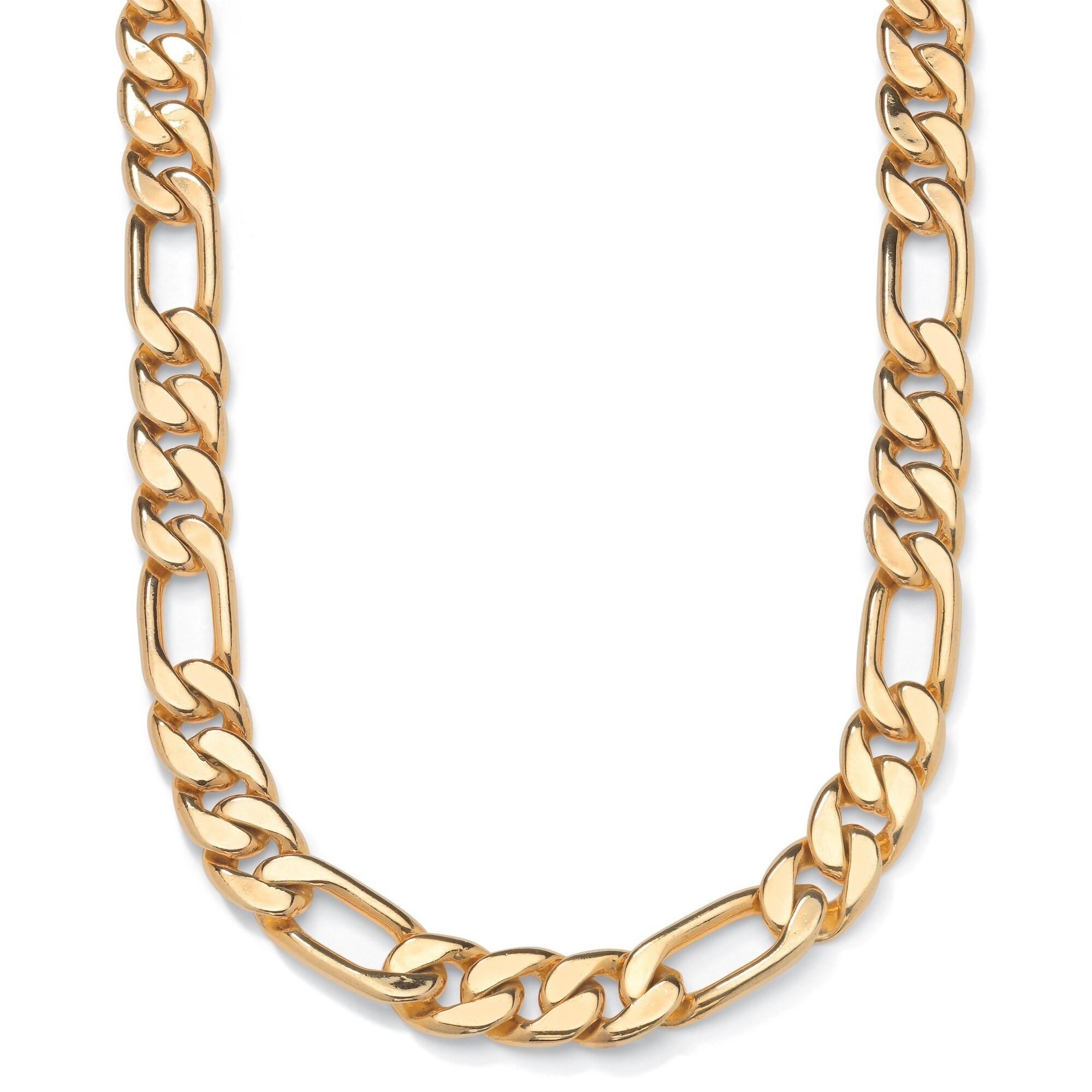 18" MENS GOLD EP 7MM 3 LINK FIGARO CHAIN NECKLACE