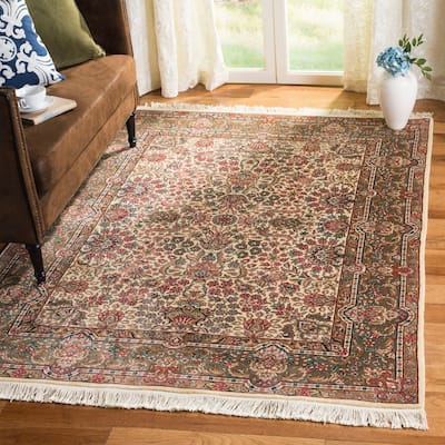 Asian Hand-knotted Royal Kerman Ivory Wool Rug (10' x 14') - 10' x 14'