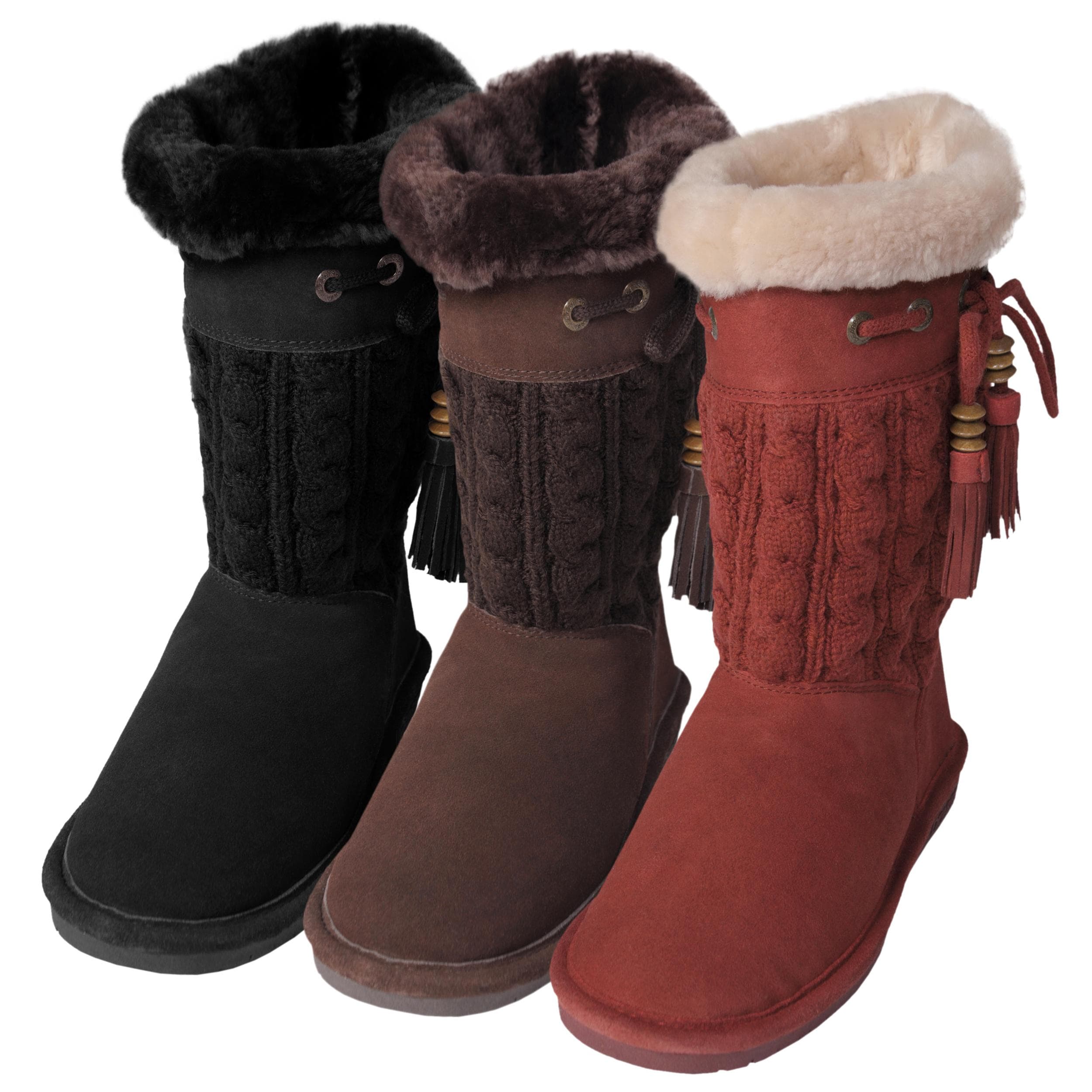 Bearpaw Women's 'Constantine' Suede/Knit Sheepskin-lined Boots - Free ...