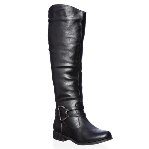 womens wide calf leather boots sale