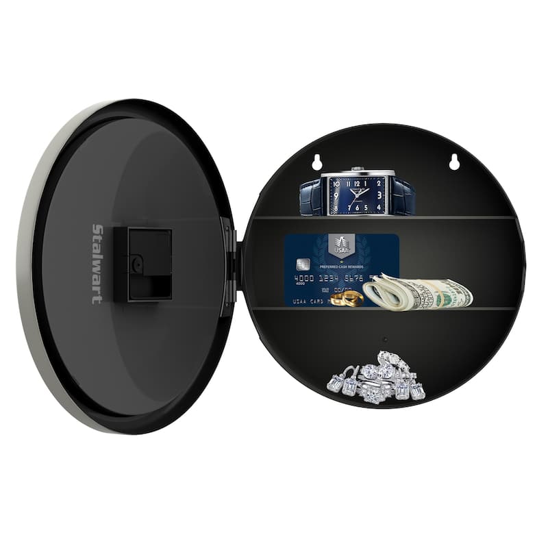 Analog Clock Safe - 10-Inch Battery-Operated Wall Clock with Hidden Compartment by Trademark Home (Silver) - 10" x 10" x 3.3"