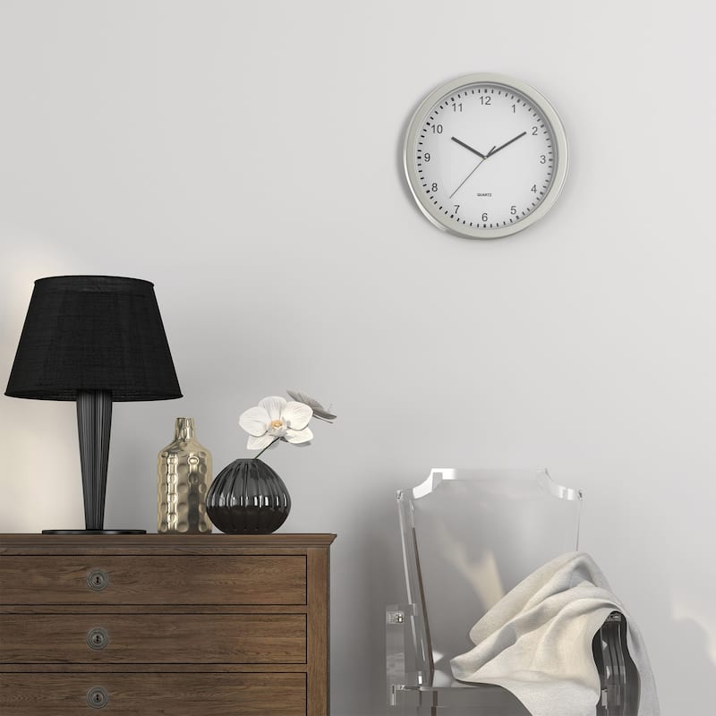 Analog Clock Safe - 10-Inch Battery-Operated Wall Clock with Hidden Compartment by Trademark Home (Silver) - 10" x 10" x 3.3"