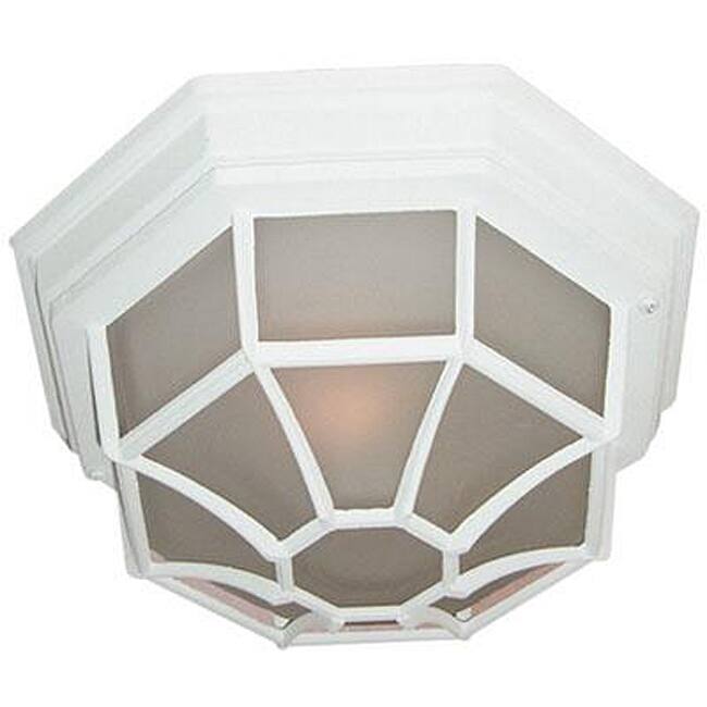 Woodbridge Lighting Basic 1-Light 60-Watt Powder- Coated White Outdoor Flush Mount