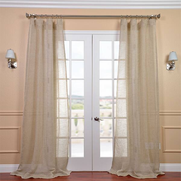 Shop Exclusive Fabrics Linen Open Weave Natural 96 Inch Sheer