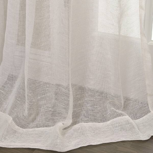 Shop Exclusive Fabrics Linen Open Weave Cream Sheer Curtain Panel