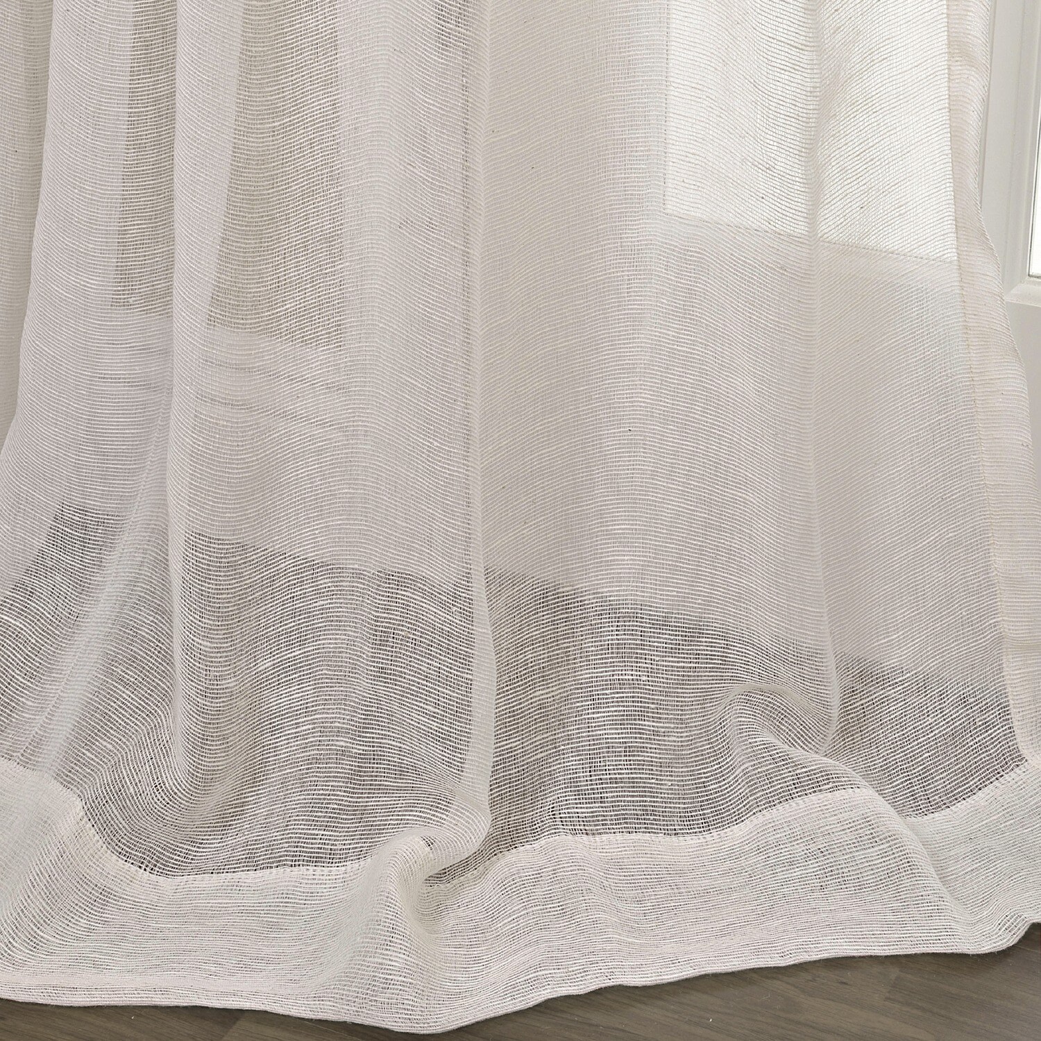 Shop Exclusive Fabrics Linen Open Weave Cream Sheer Curtain Panel