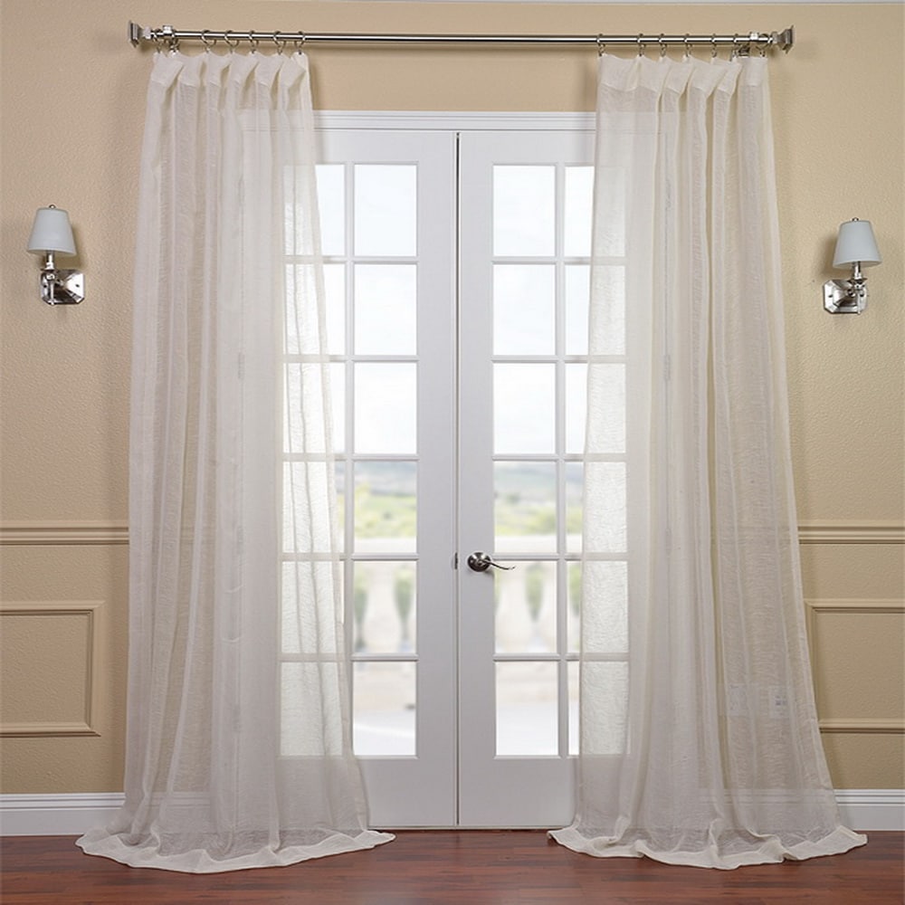 Linen Open Weave Cream Sheer Curtain Panel