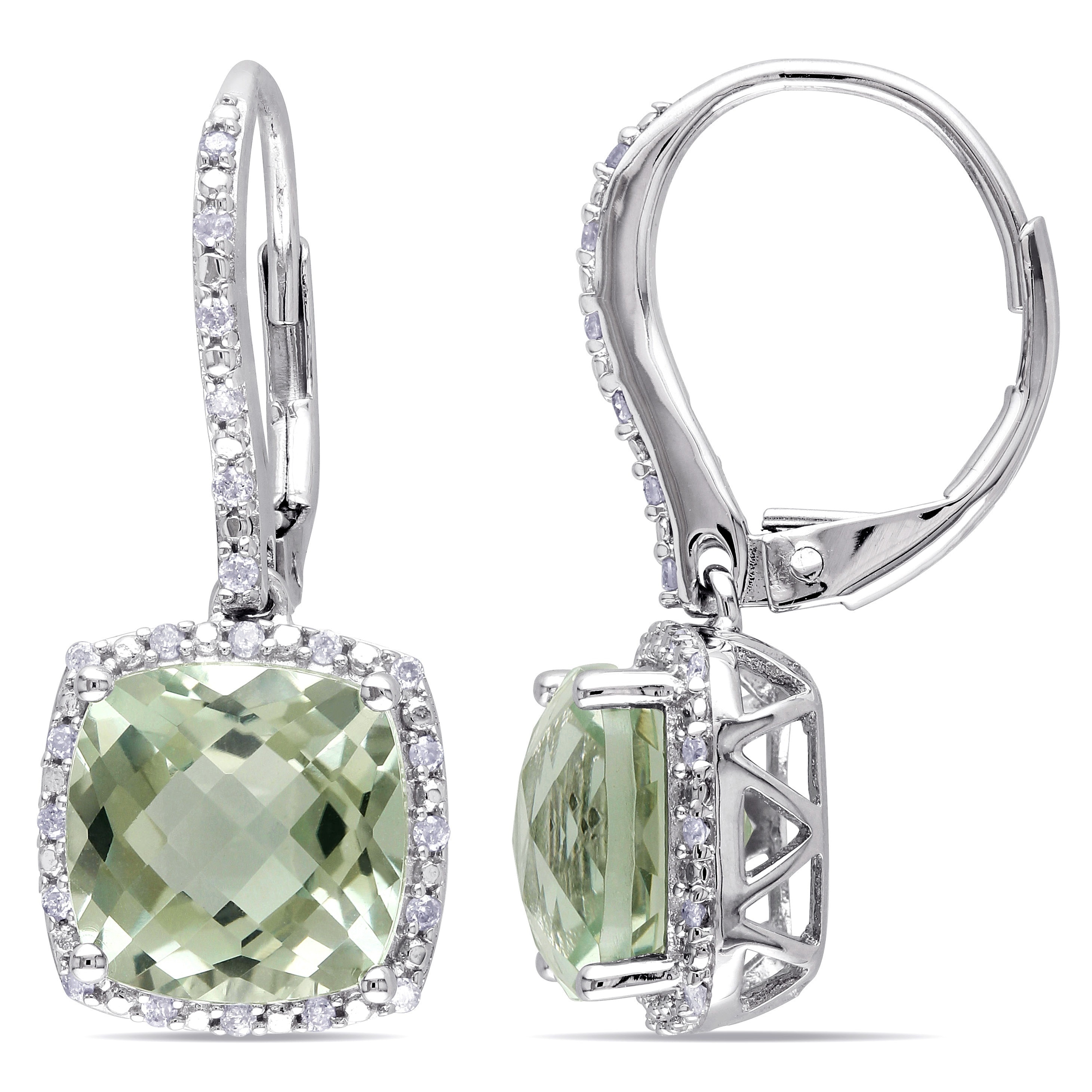 Miadora Sterling Silver Amethyst and 1/5ct TDW Earrings (G-H, I3) - Green