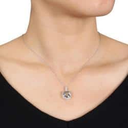 Miadora Sterling Silver Green Amethyst and 1/10ct TDW Diamond Necklace(G-H, I3)