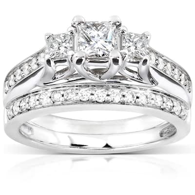 Annello by Kobelli 14k White Gold 4/5ct TDW Diamond Bridal Ring Set