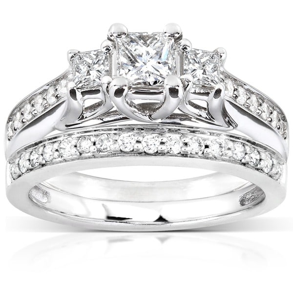 Annello by Kobelli 14k White Gold 4/5ct TDW Diamond Bridal Ring Set