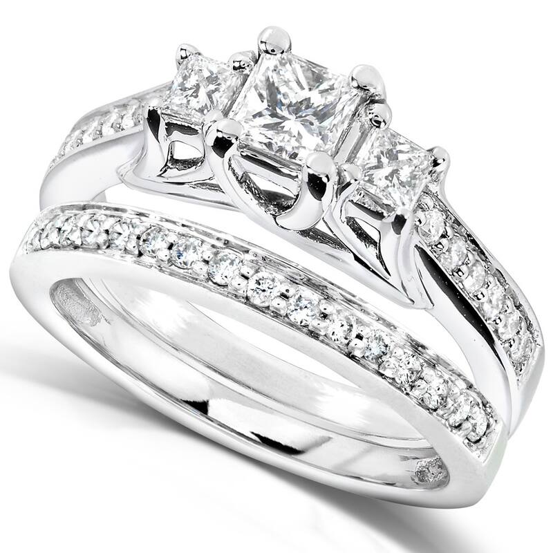 Annello by Kobelli 14k White Gold 4/5ct TDW Diamond Bridal Ring Set