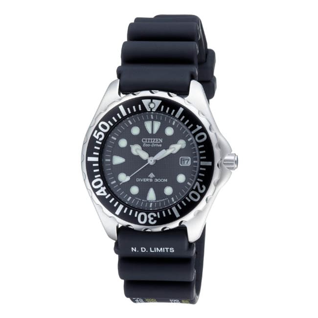 Shop Citizen Men's Eco-Drive Professional Diver Black Rubber Strap ...